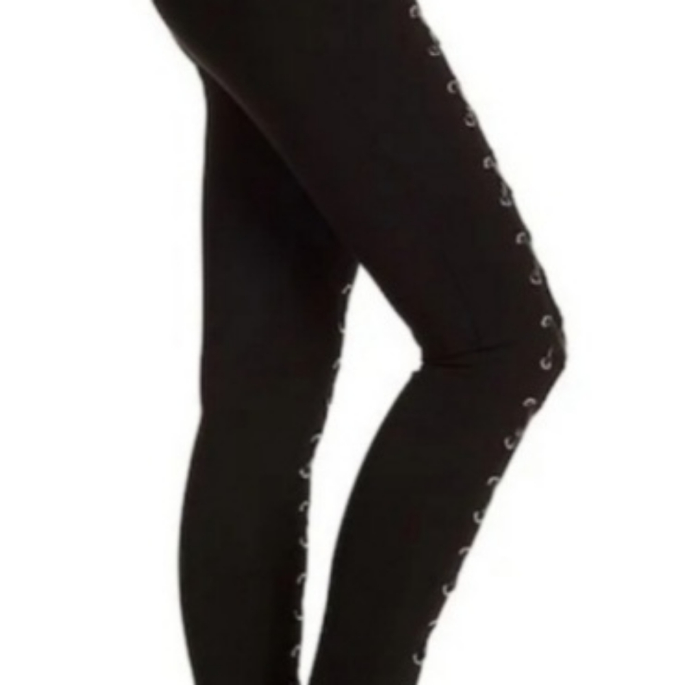 Romero & Juliet Couture Faux Front Leather Lace-up Leggins Pants Size Large.